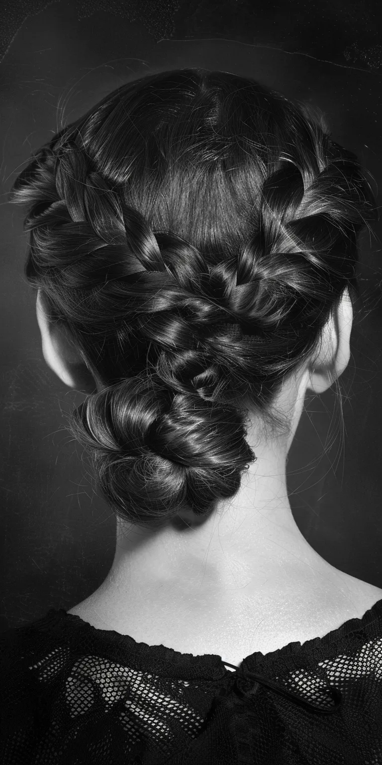 cool hair styles Chignon, French braid, Milkmaid Updo, twist