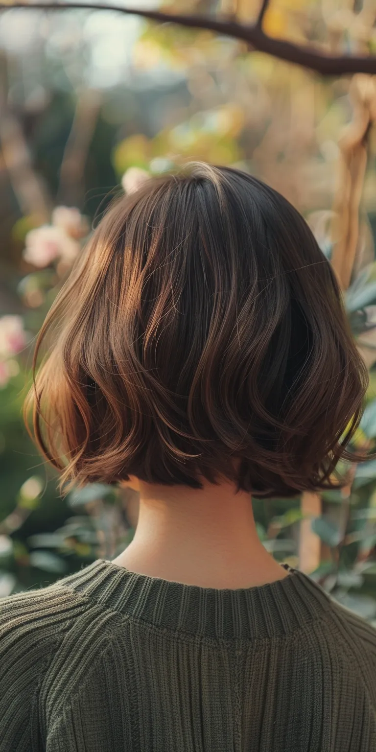 cute simple hairstyles Bob cut, Asymmetric Butterfly haircut, Short brush Digital perm