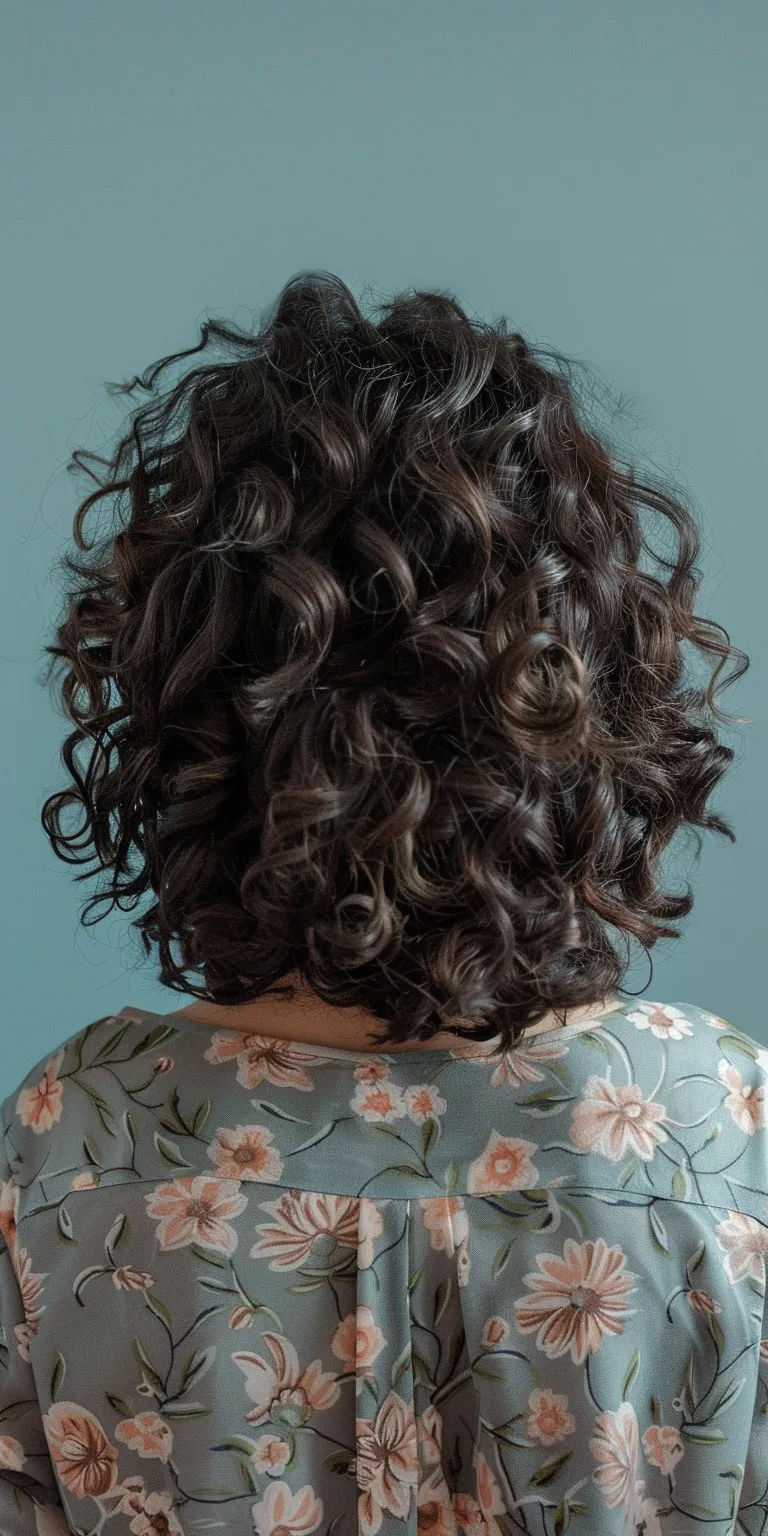 medium curly hairstyles Digital perm, Ringlets, Layered hair, Milkmaid braid, Curly hair