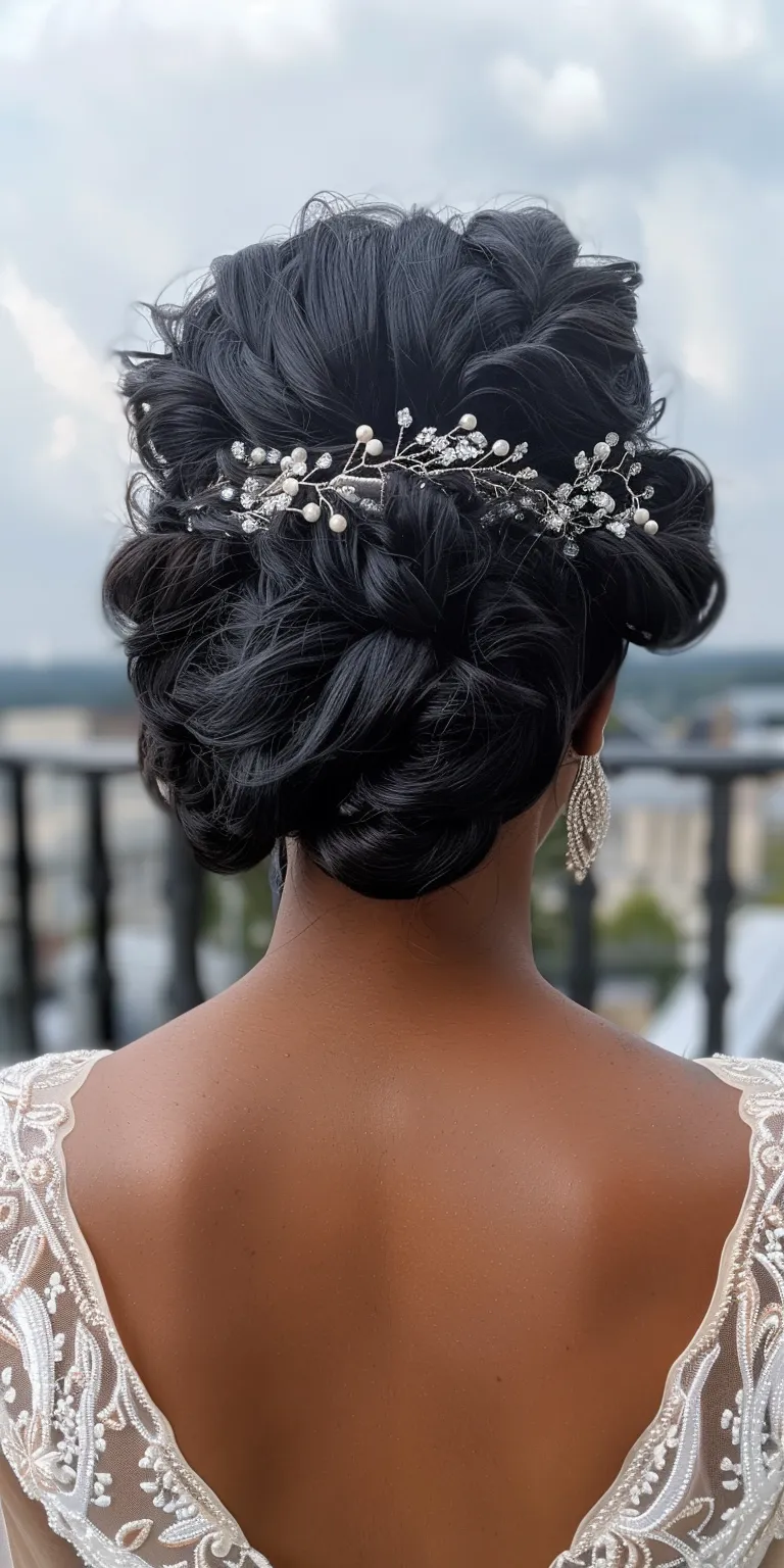 updo hairstyles for black hair Updo, Chignon, Ballerina bun, Milkmaid braid, French twist