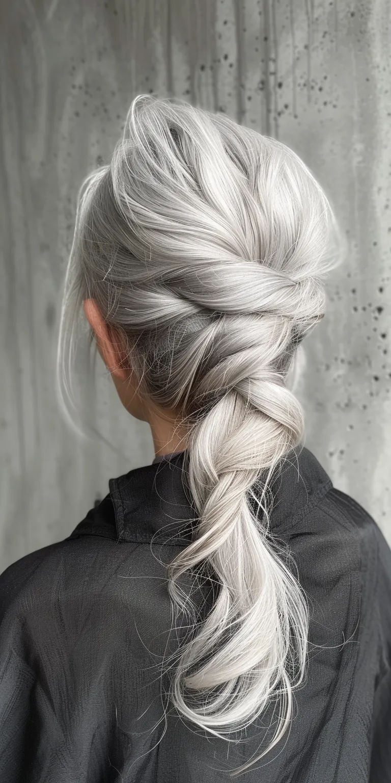 grey hair styles Waterfall braids, French braid, twist, Braid, Updo