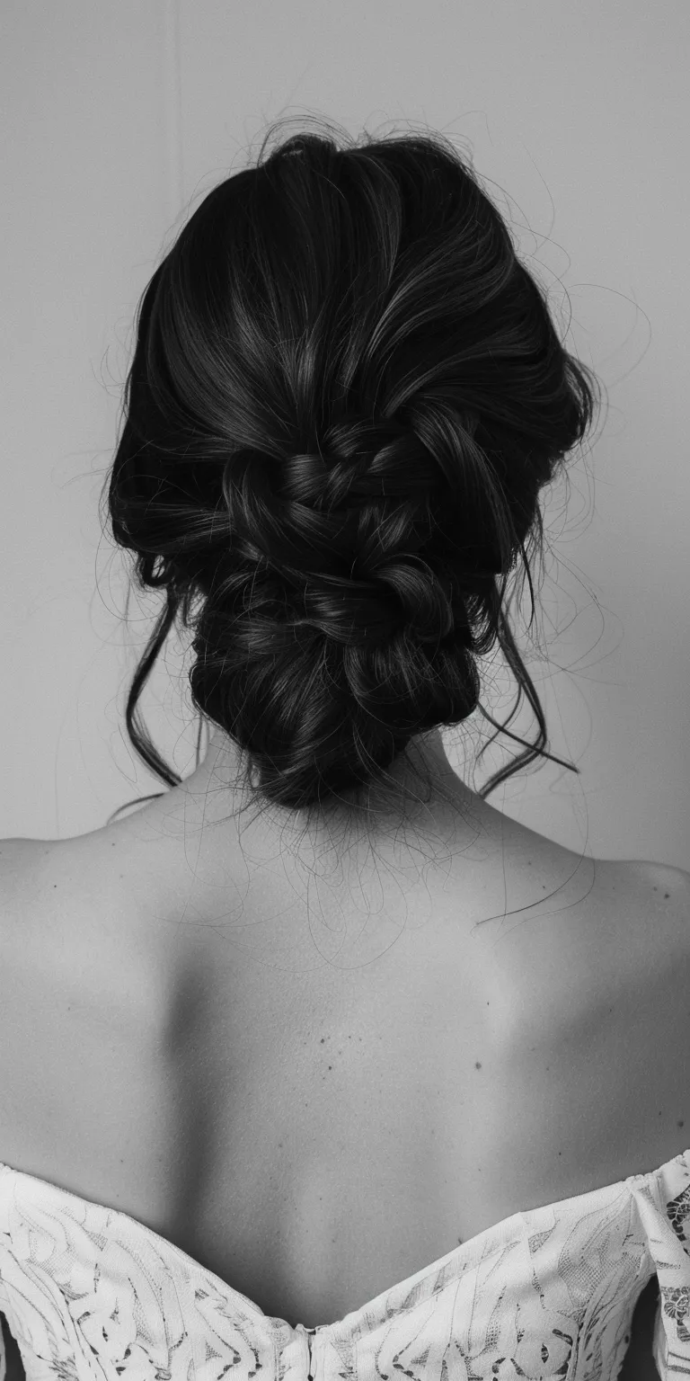 half up hairstyles Chignon, French braid, Updo, Braid, twist