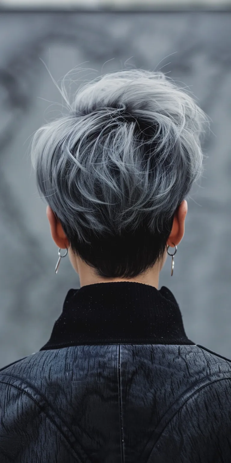 short grey hairstyles Asymmetric cut, Frosted tips, Tonsure, Feathered hair, Pompadour