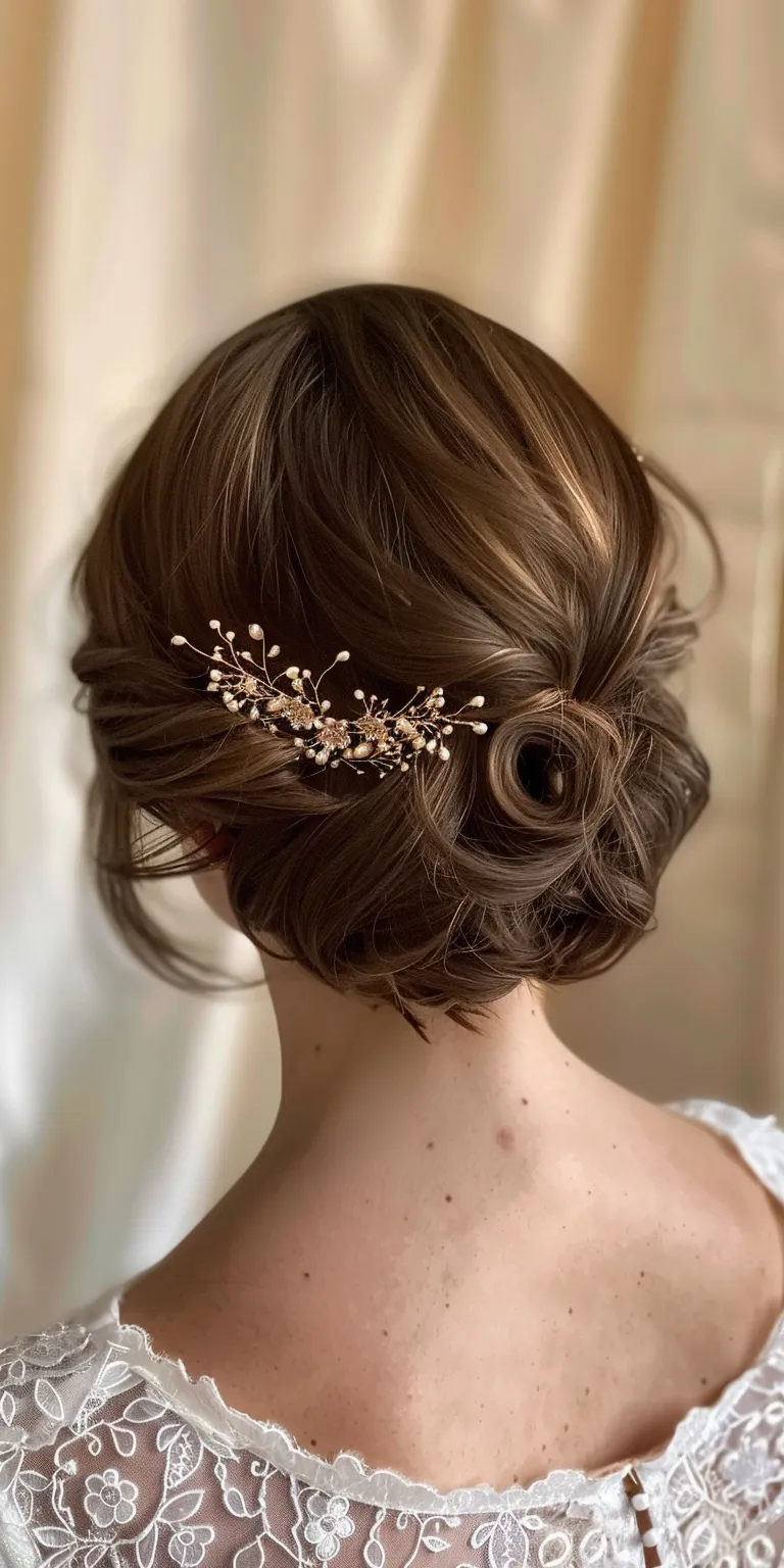 short hair wedding styles Updo, Chignon, Milkmaid braid, Ballerina bun, Japanese women's hairstyles