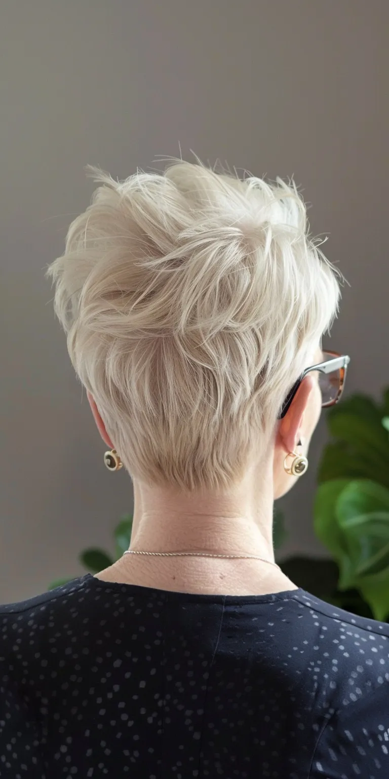 short hairstyles for thin hair over 50 Asymmetric cut, Short brush Pixie Digital perm, Pompadour