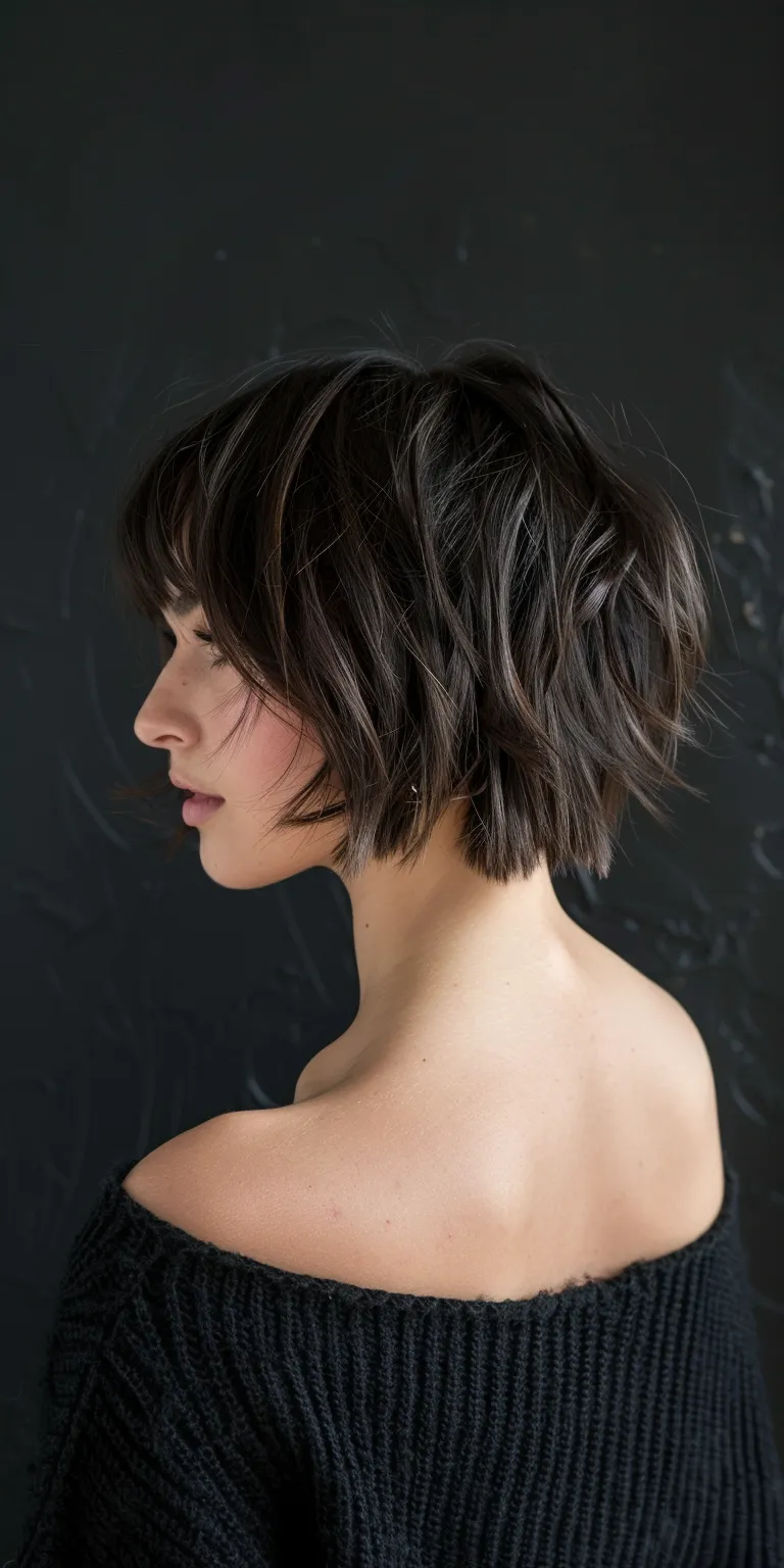 short choppy haircuts Asymmetric cut, Pixie Bob Short brush hair