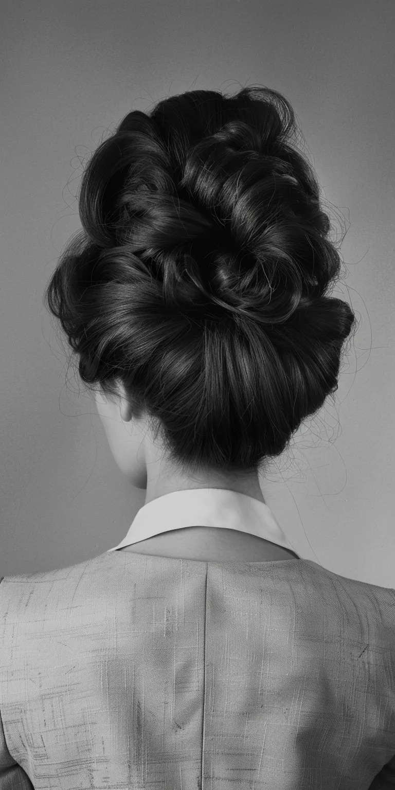 60's hairstyles Chignon, Updo, French twist, Ballerina bun, Milkmaid braid