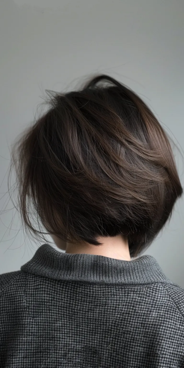 choppy hairstyles Asymmetric cut, Layered hair, Japanese women's hairstyles, Chignon, Bob cut