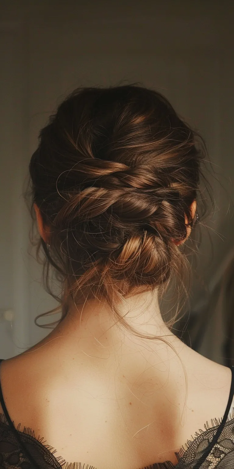 simple hair styles Chignon, Updo, French braid, Braid, Milkmaid braid