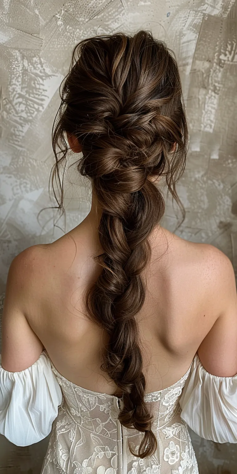 long hair wedding styles French braid, Waterfall braids, Braid, Chignon, Milkmaid braid