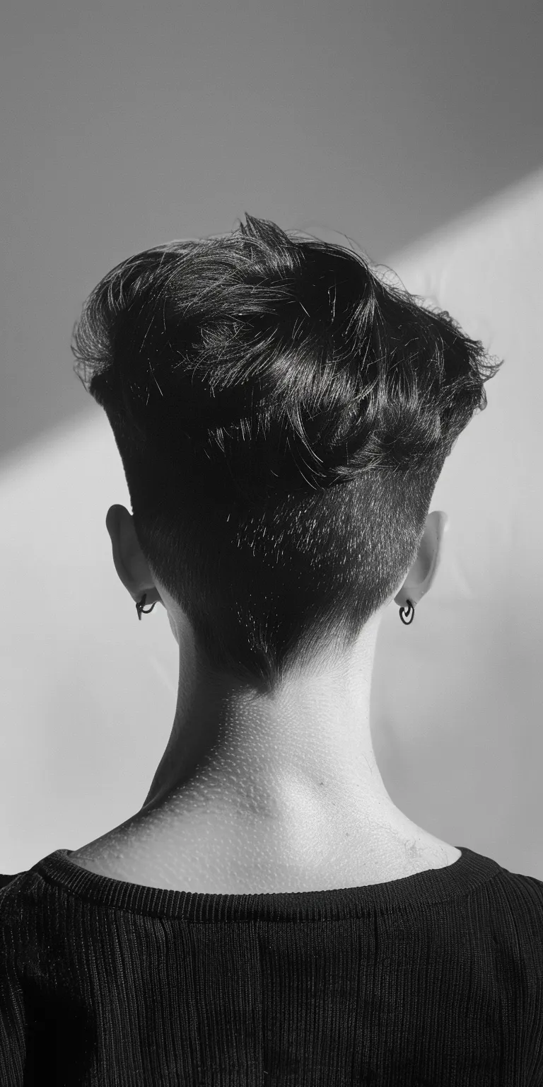 skin fade haircuts Pompadour, Asymmetric cut, Short brush Mohawk, back and sides