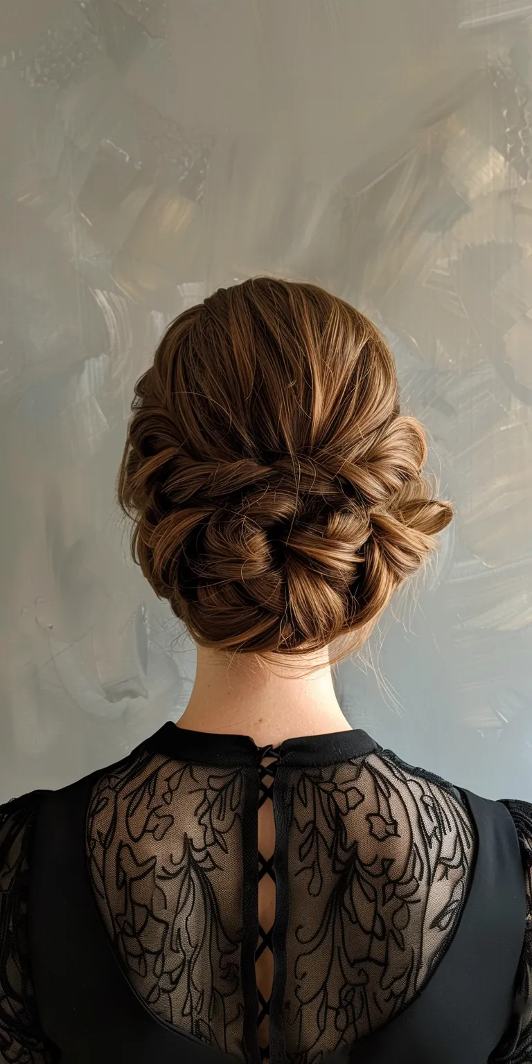 formal hair styles Updo, Chignon, French twist, Milkmaid braid, braid