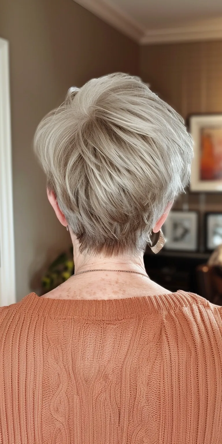 short haircuts for older women Short brush cut, Pixie Asymmetric Digital perm, Pompadour