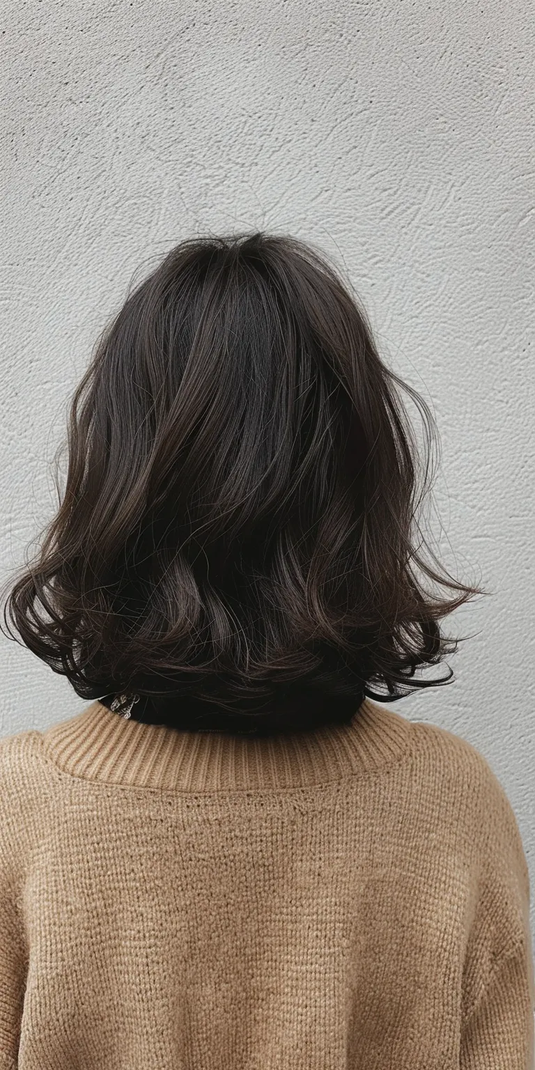 korean hair style Layered hair, Asymmetric cut, Japanese women's hairstyles, Digital perm, Bob cut