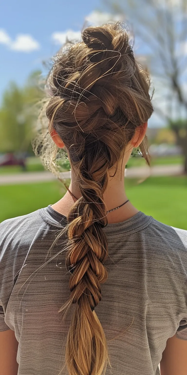 softball hairstyles French braid, Waterfall braids, twist, Braid, Boho braids