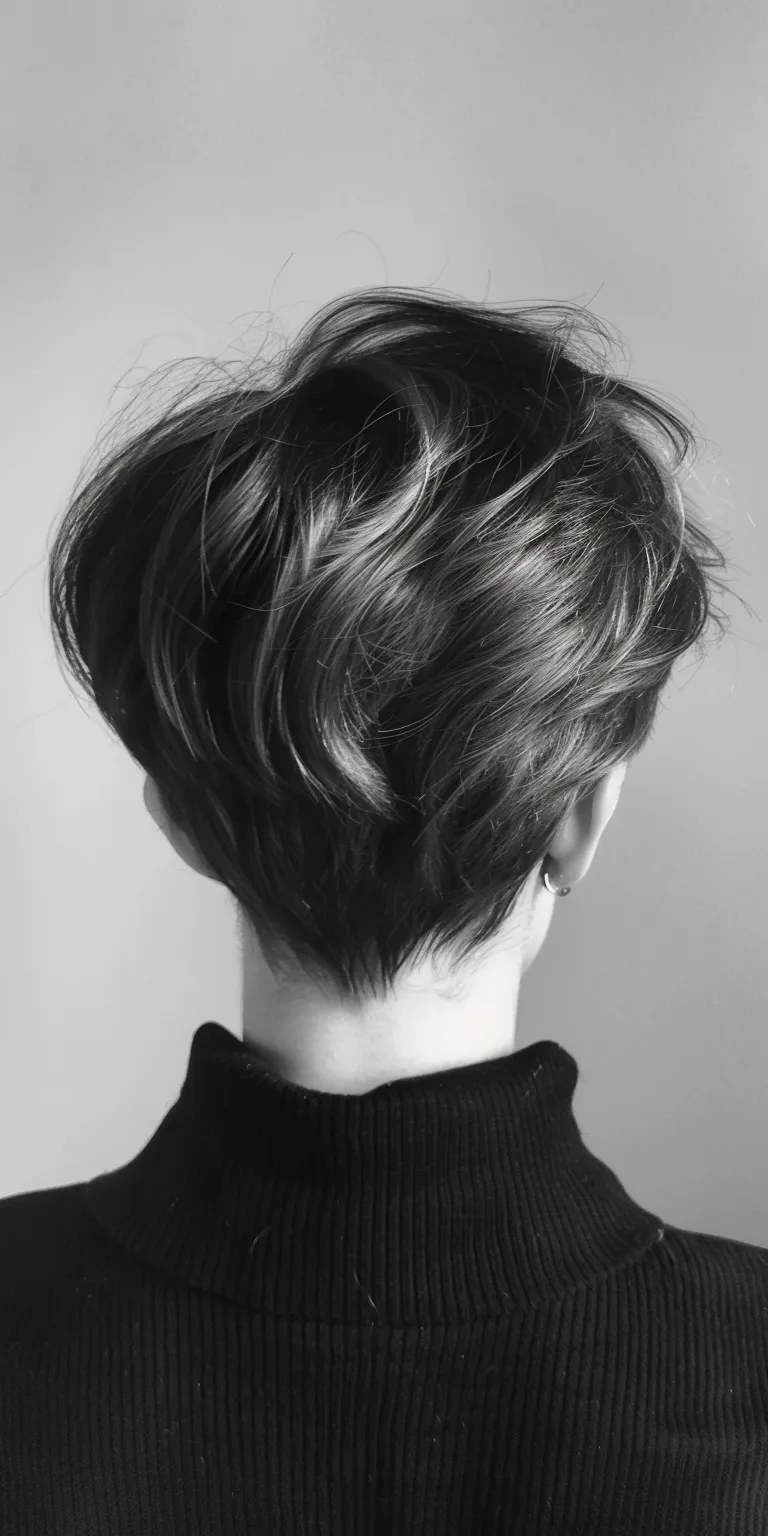 short layered haircuts Asymmetric cut, Chignon, Updo, Short brush Bouffant