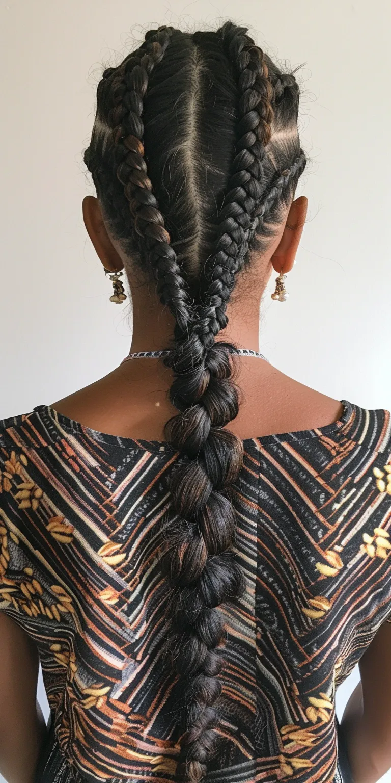 long braided ponytail Hair twists, Waterfall braids, French twist, Boho Crochet braids