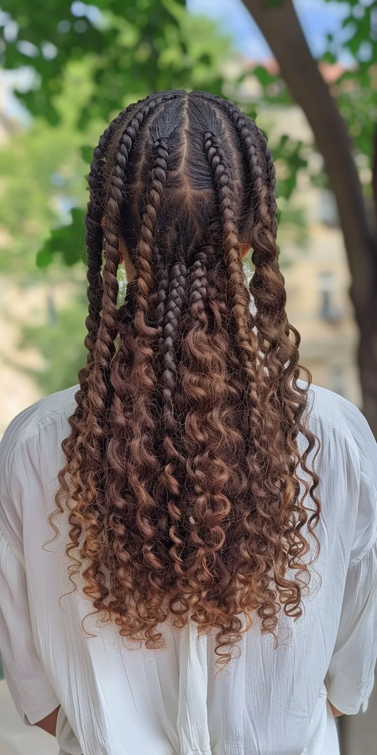 brown box braids Ringlets, Crochet braids, Waterfall Digital perm, Hair twists