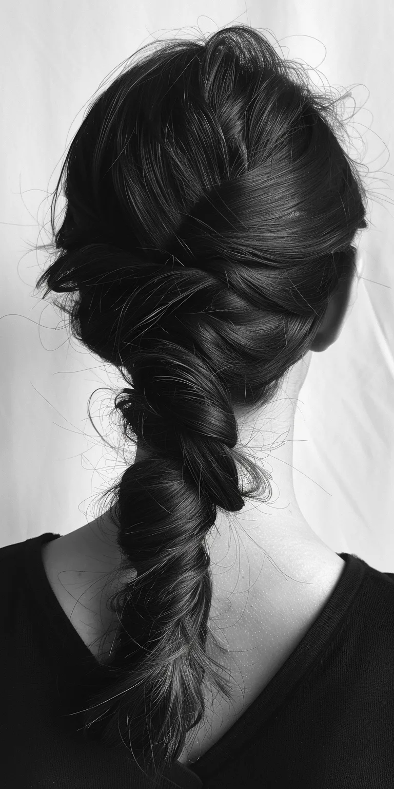 side parting hairstyles female Chignon, French braid, Updo, twist, Waterfall braids