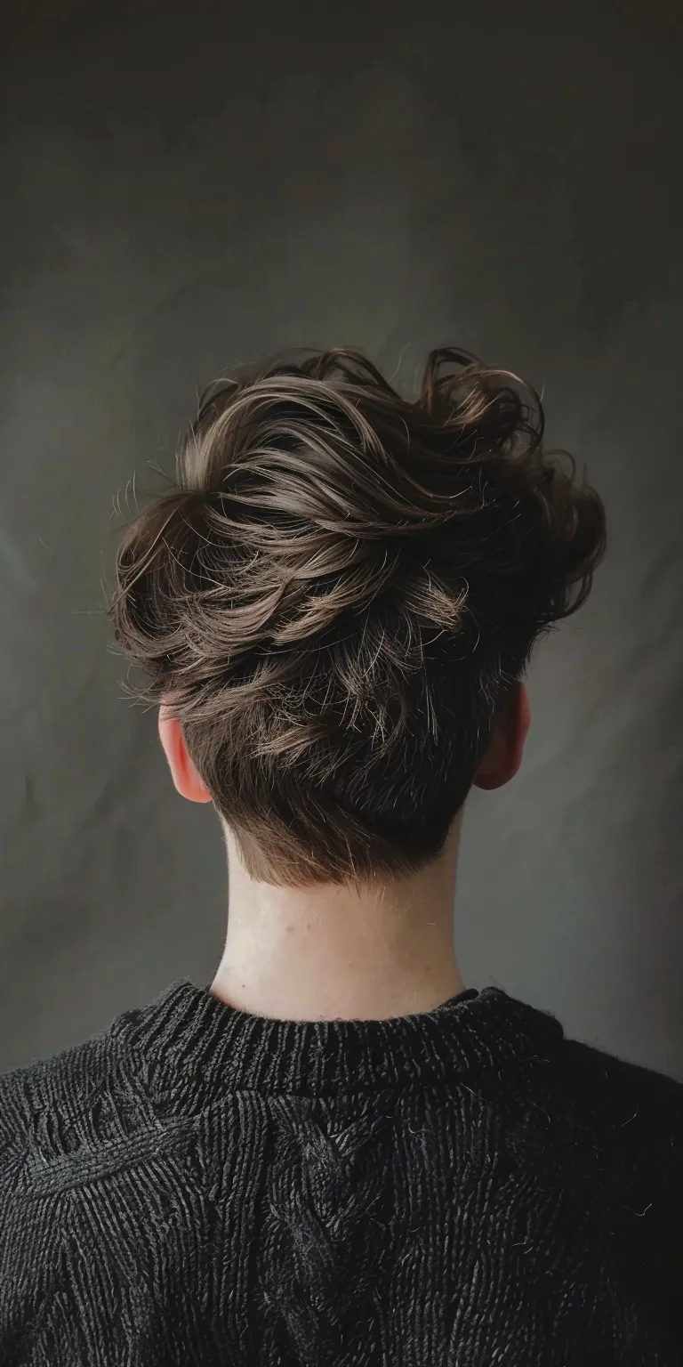 androgynous hairstyles Updo, Layered hair, Digital perm, Chignon, French twist