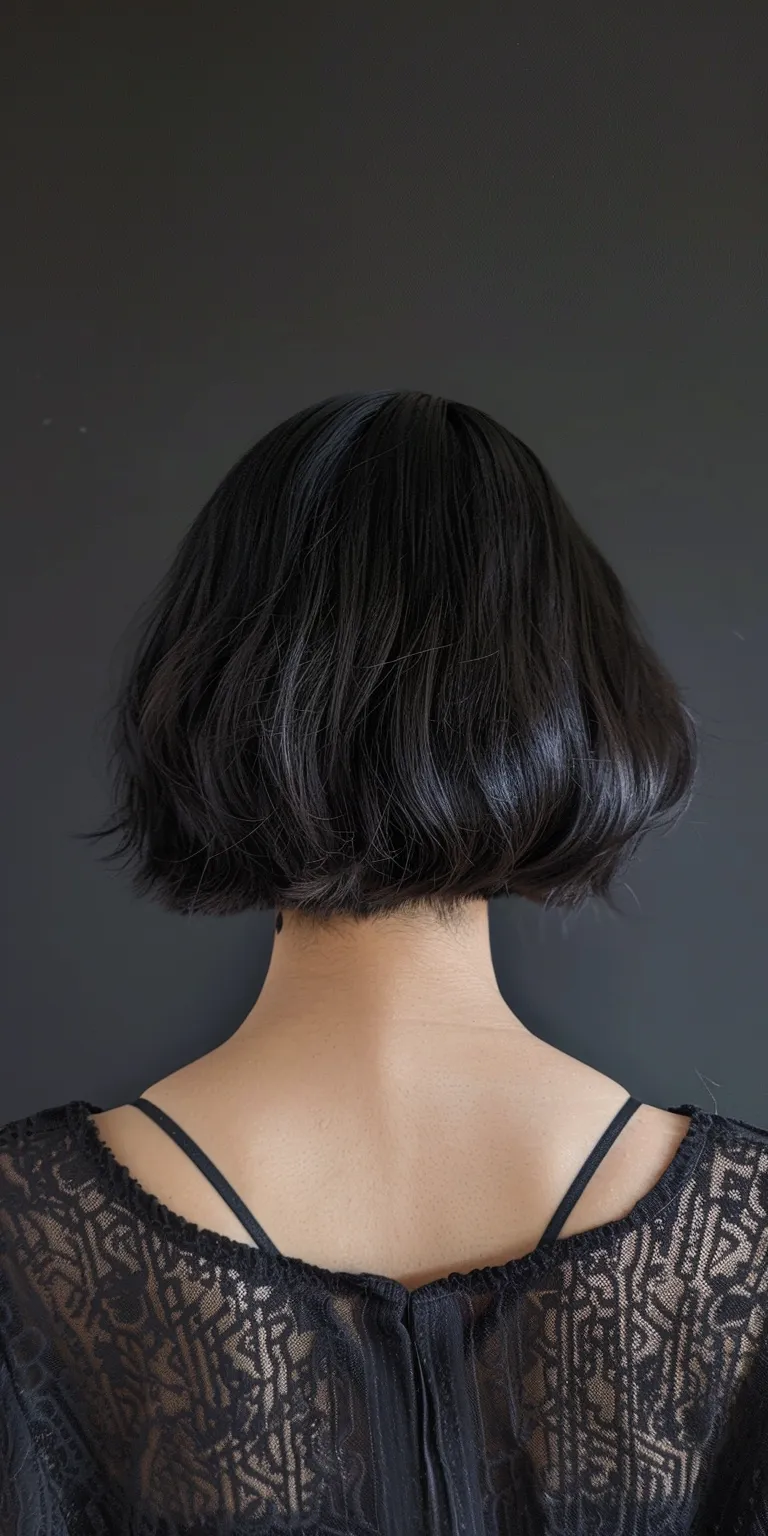 asian hairstyles Asymmetric cut, Bob Short brush Japanese women's hairstyles, Digital perm