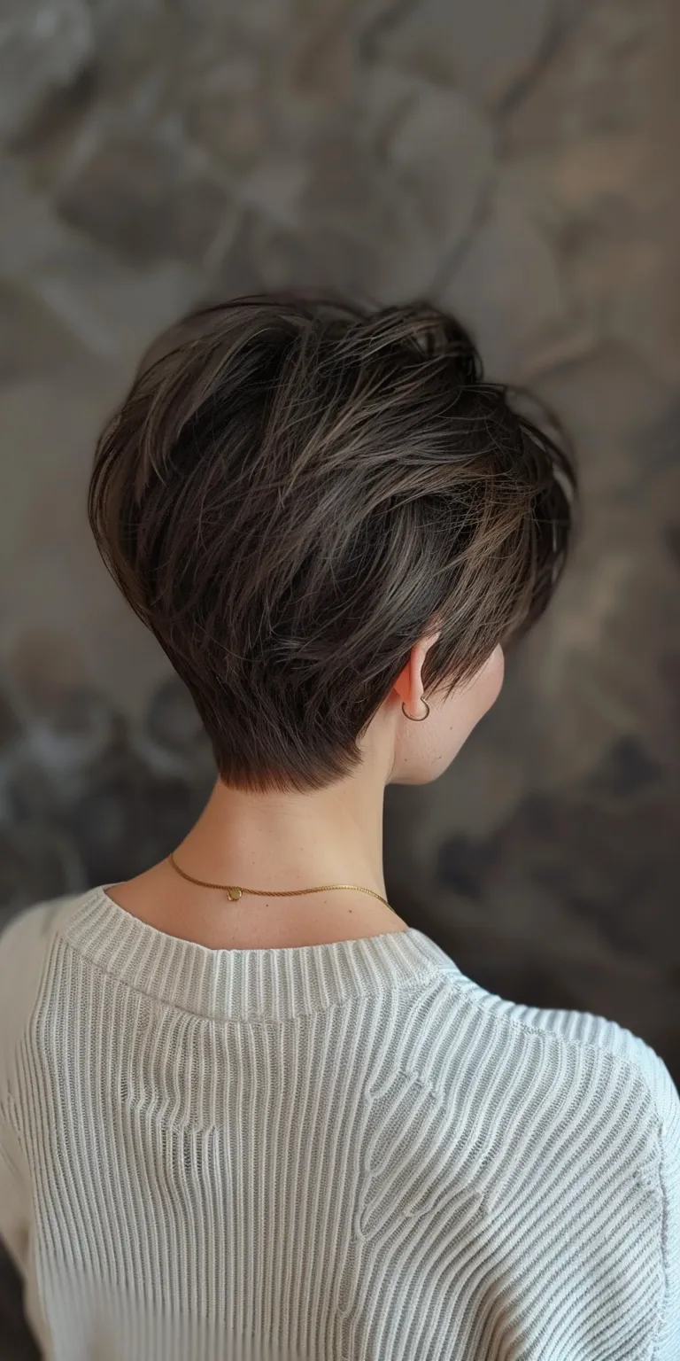 short layered haircuts for women Asymmetric cut, Short brush Pixie Layered hair, Pompadour