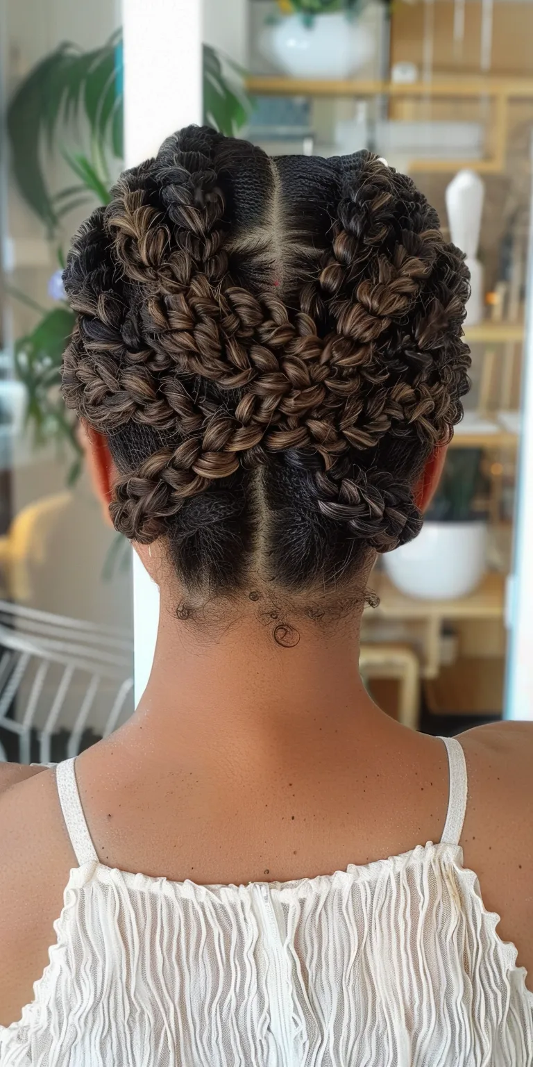 curly braids French twist, Digital perm, Waterfall braids, Updo, Cornrows