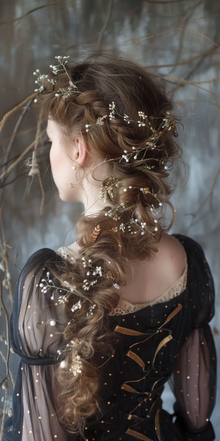 fairy hairstyles Milkmaid braid, Waterfall braids, Boho Updo, French braid