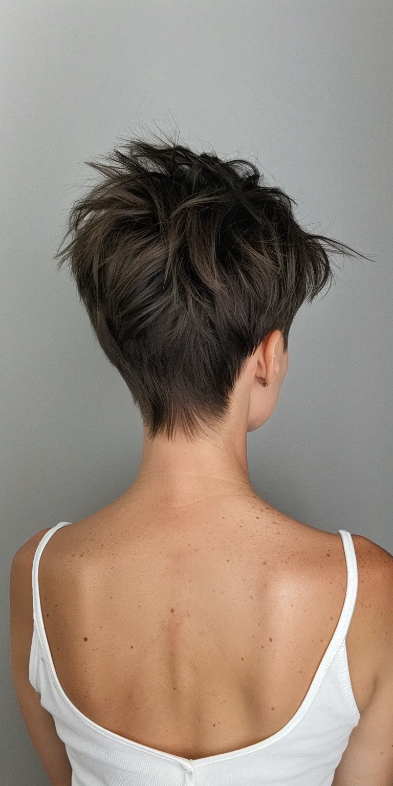 short choppy haircuts Asymmetric cut, Updo, Chignon, French twist, Pixie cut