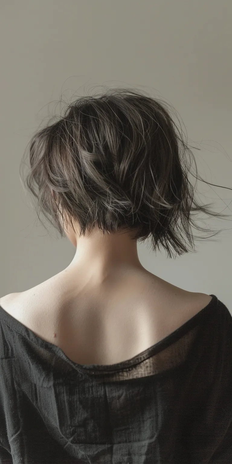 grunge hairstyles Asymmetric cut, Japanese women's hairstyles, Layered hair, Chignon, Updo