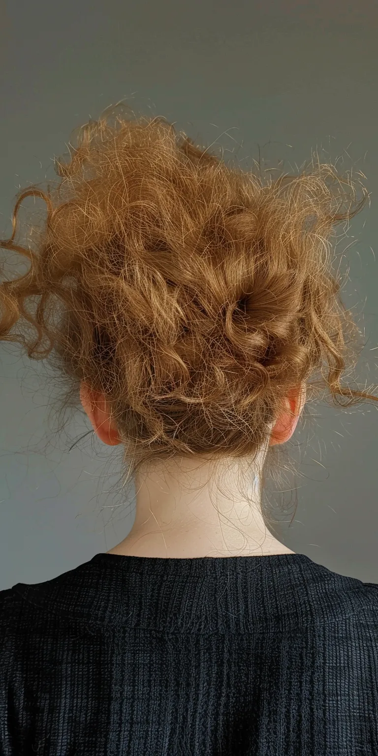 fluffy hair style Digital perm, Updo, Chignon, Milkmaid braid, Asymmetric cut