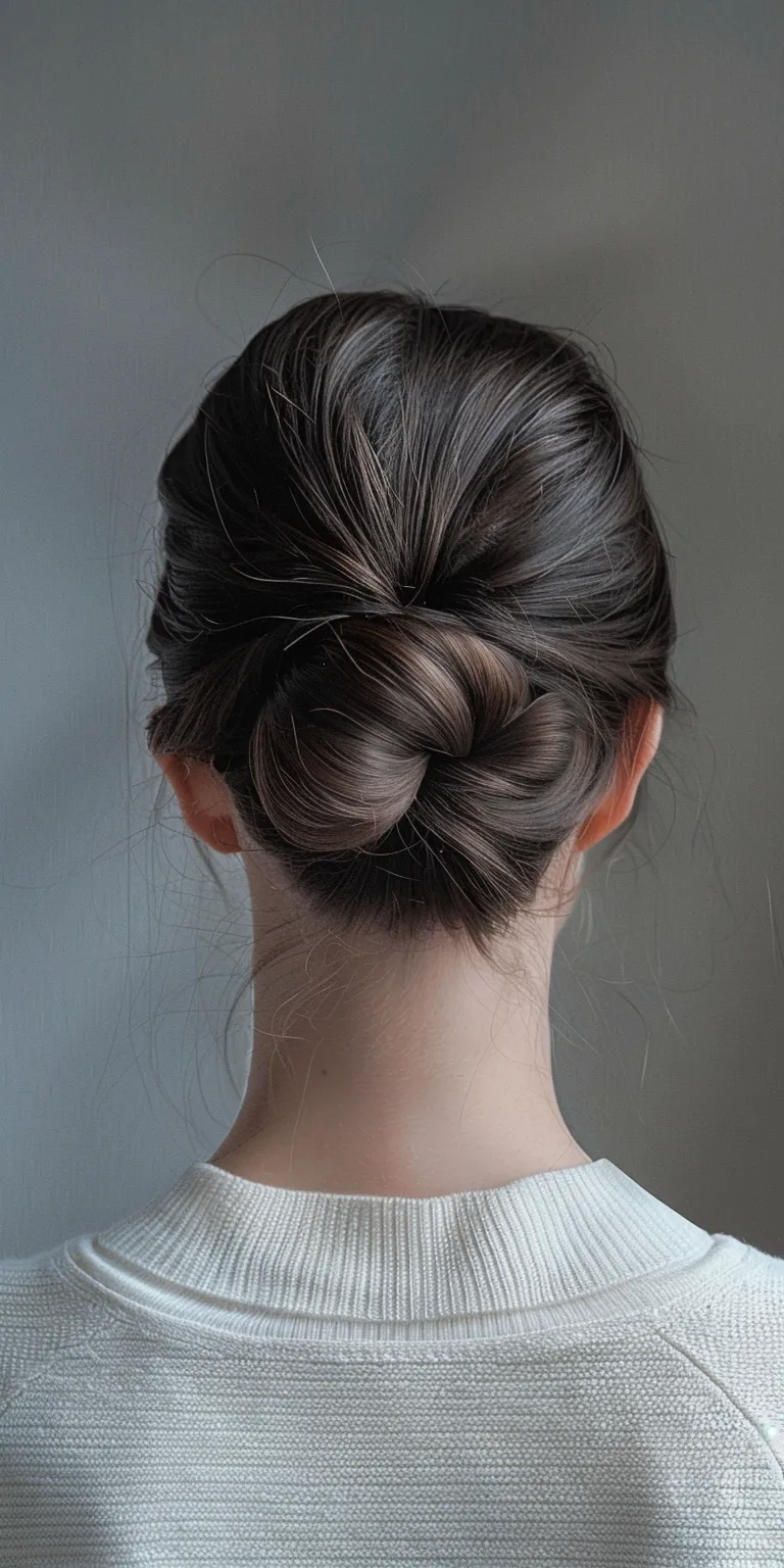 hair bun styles Chignon, Updo, French twist, Ballerina bun, Milkmaid braid