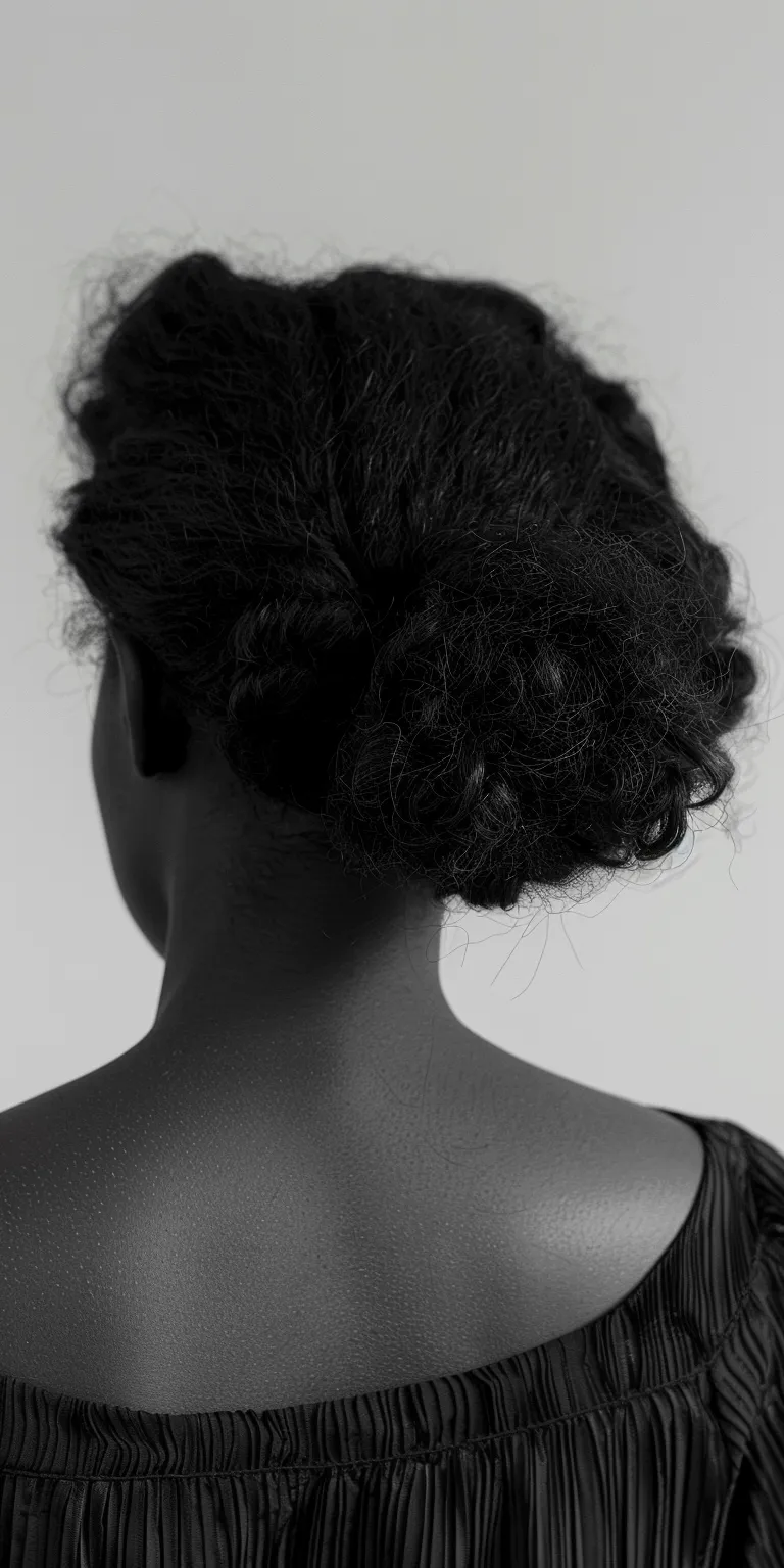 hoco hairstyles Finger wave, Chignon, Updo, Kinky hair, Milkmaid braid