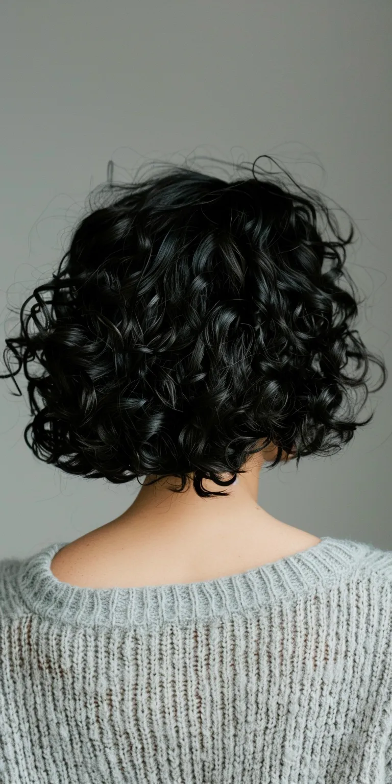 curly bob hairstyles Asymmetric cut, Digital perm, Ringlets, Layered hair, Kinky hair