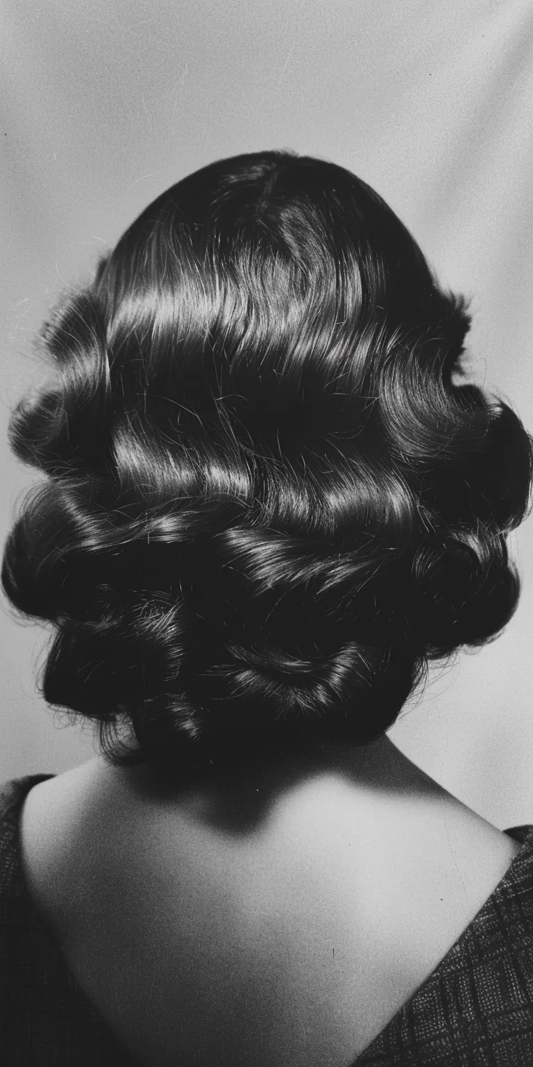 1950 hairstyles Finger wave, Chignon, Victory rolls, Bouffant, Milkmaid braid