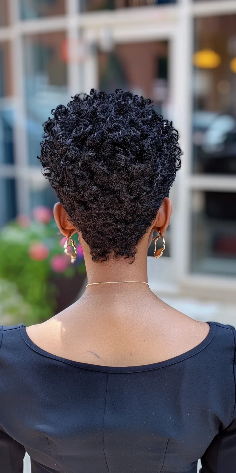 low maintenance short natural haircuts for black females Short brush cut, Asymmetric Digital perm, French twist, Afro puffs