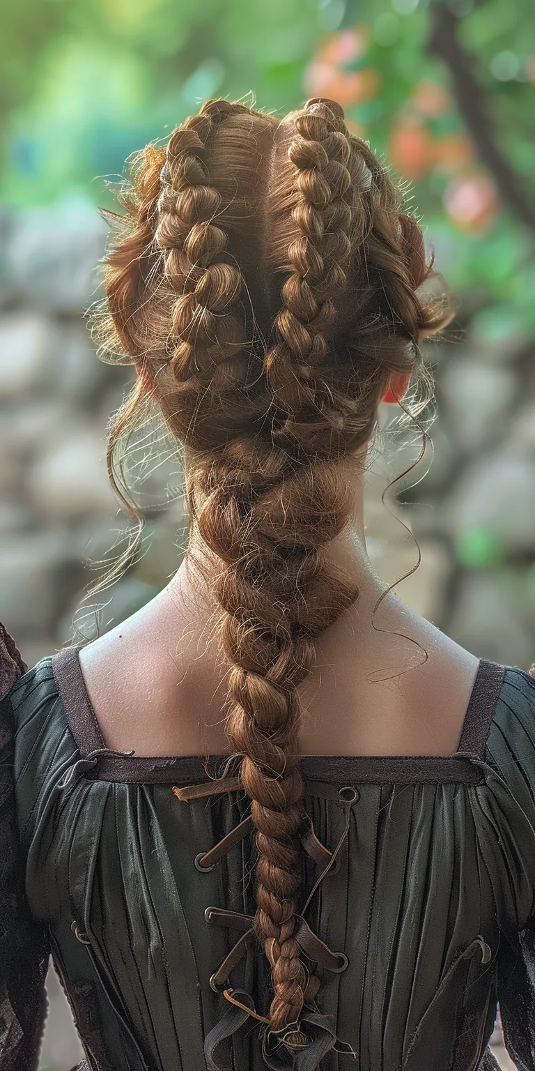 medieval hairstyles French braid, Braid, Milkmaid Waterfall braids, Updo