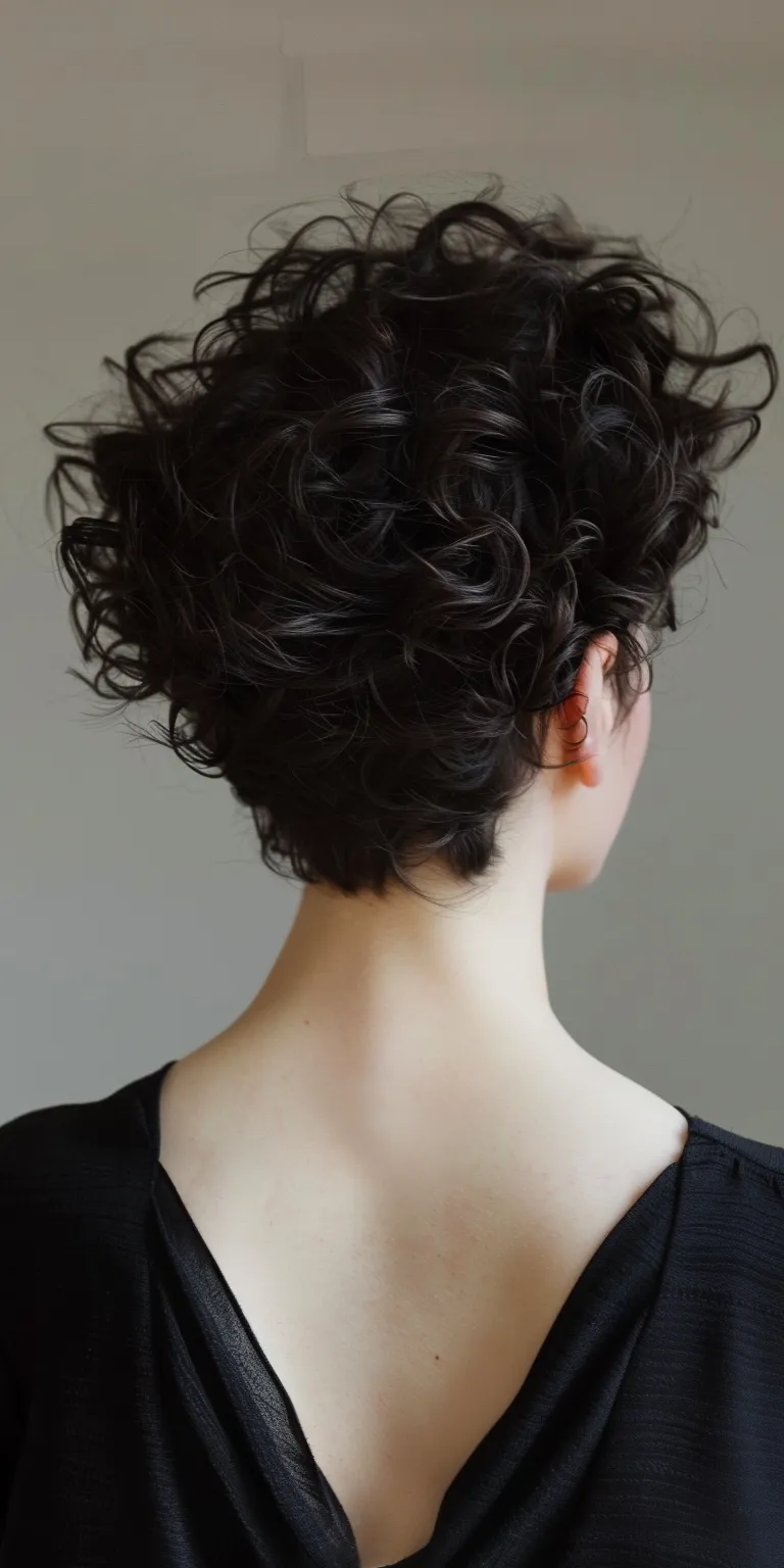 curly hairstyles for short hair Asymmetric cut, Digital perm, Updo, Chignon, Pompadour