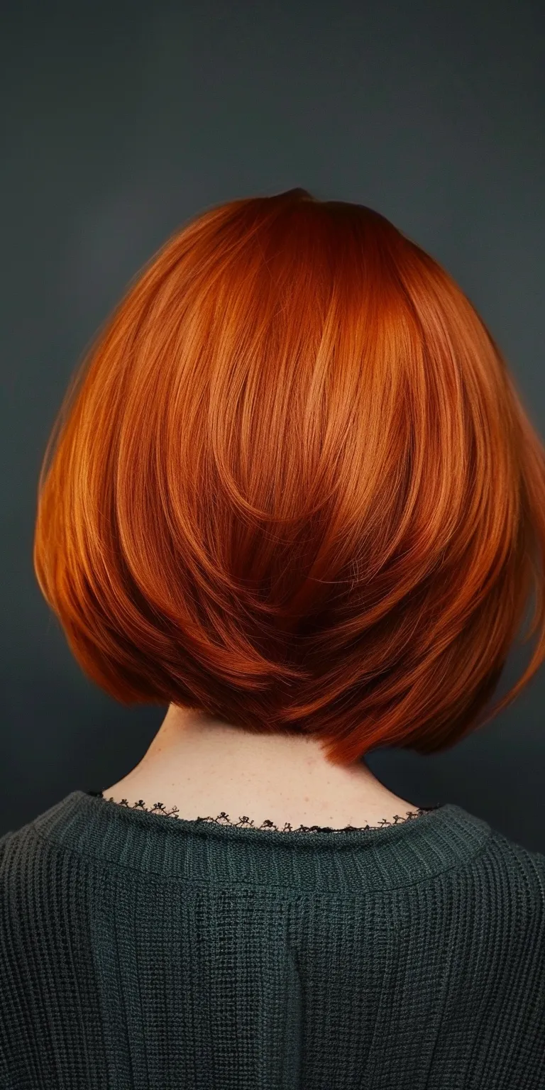 short red hair styles Asymmetric cut, Bob Butterfly haircut, Professional Hime cut