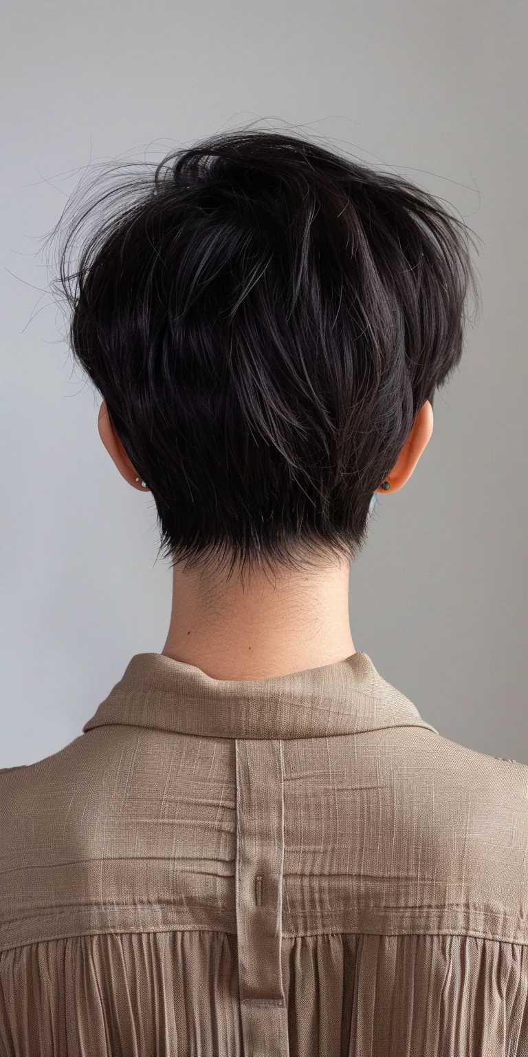 frontal hairstyles Asymmetric cut, Japanese women's hairstyles, Short brush Chignon, French twist