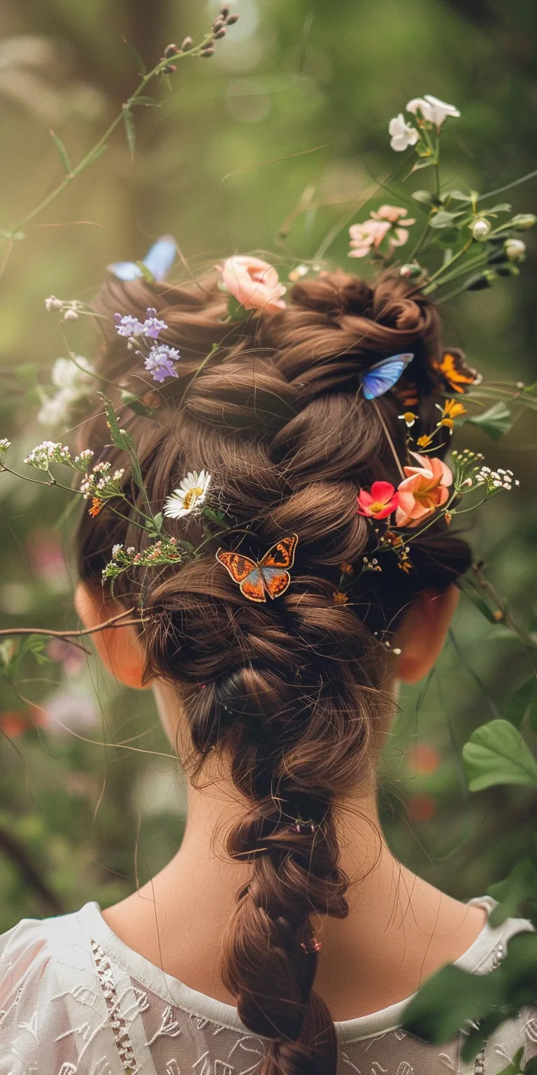 fairy hairstyles Butterfly haircut, Milkmaid braid, Boho braids, Updo, Japanese women's