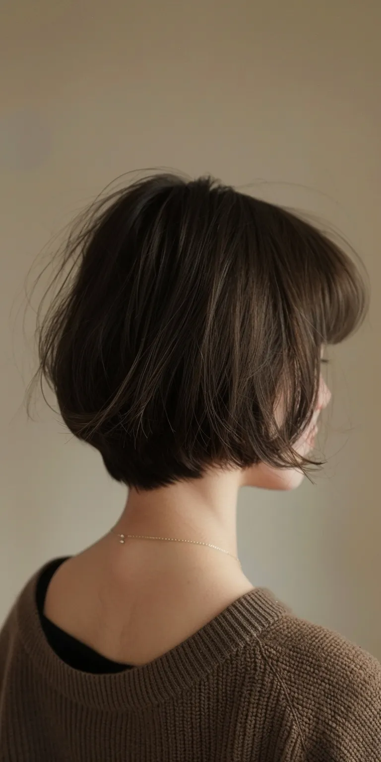 short choppy haircuts Asymmetric cut, Bob Chignon, Layered hair, Japanese women's hairstyles