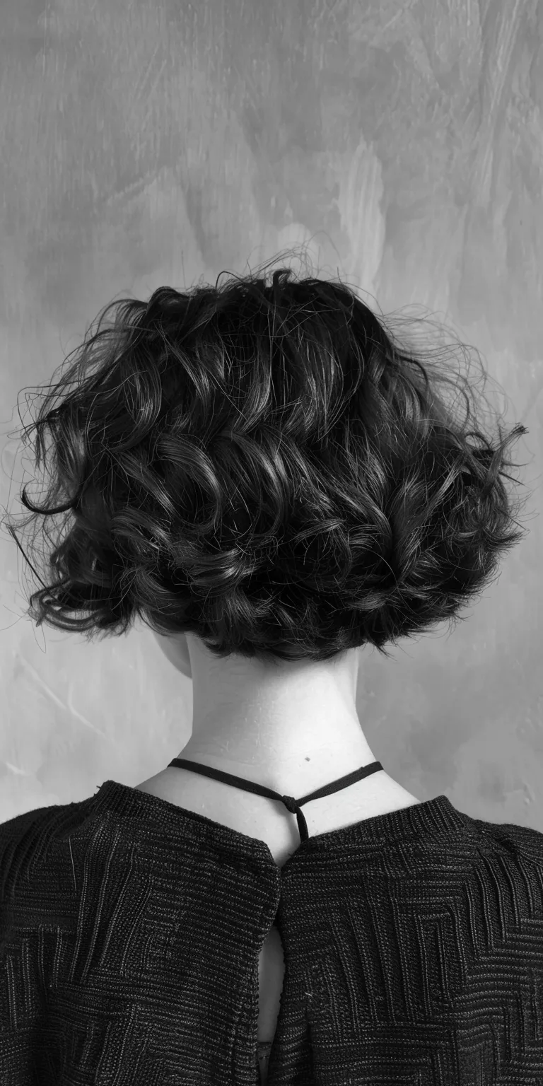 short curls Asymmetric cut, Digital perm, Japanese women's hairstyles, Bob Chignon