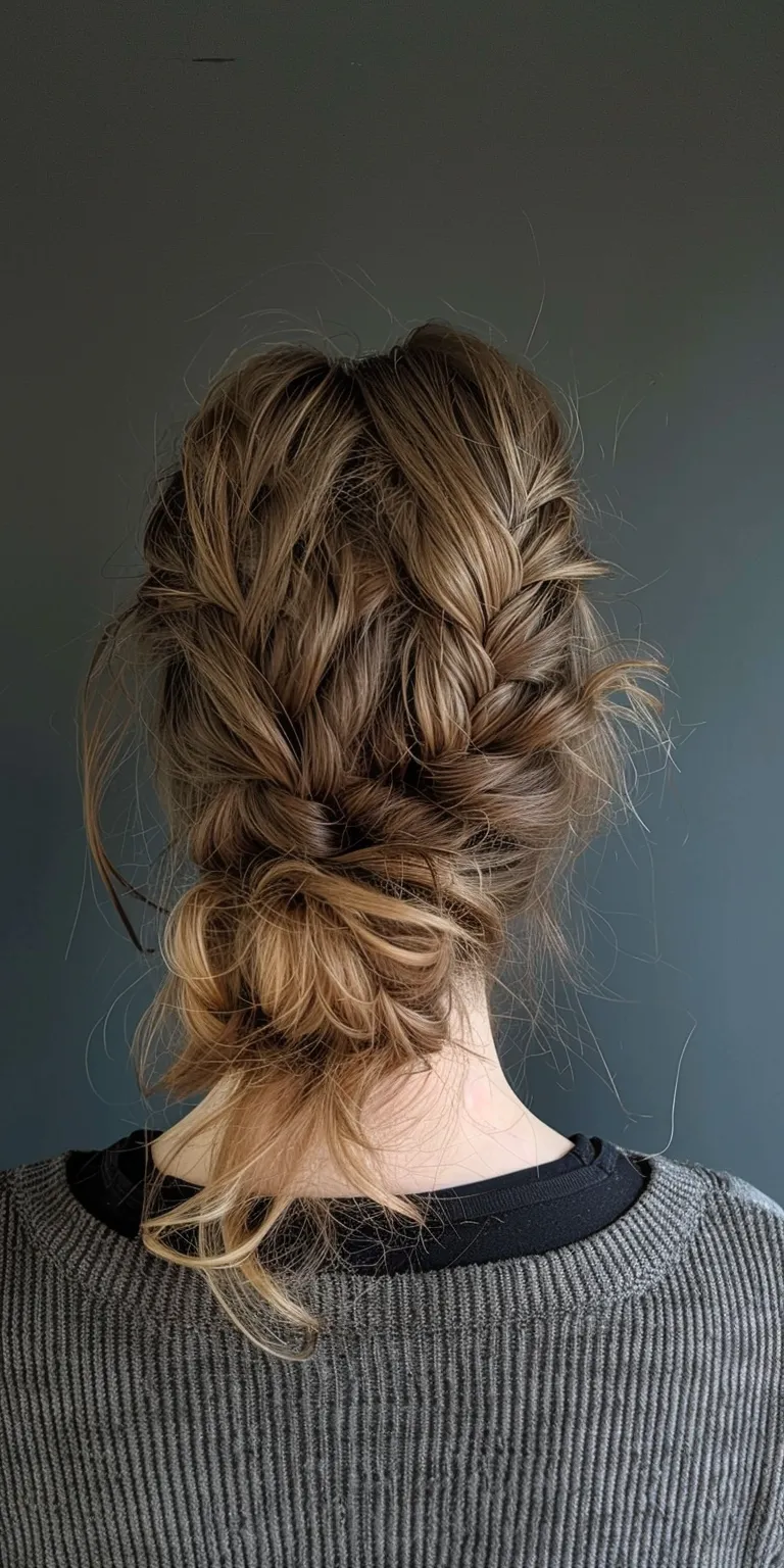 hoco hairstyles French braid, twist, Updo, Waterfall braids, Chignon