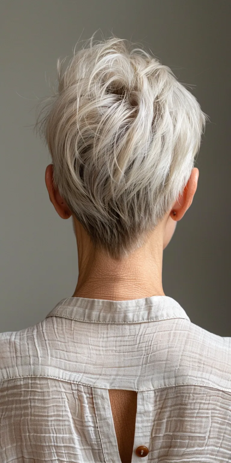 short hairstyles for mature women Asymmetric cut, Short brush Layered hair, Tonsure, Pixie cut