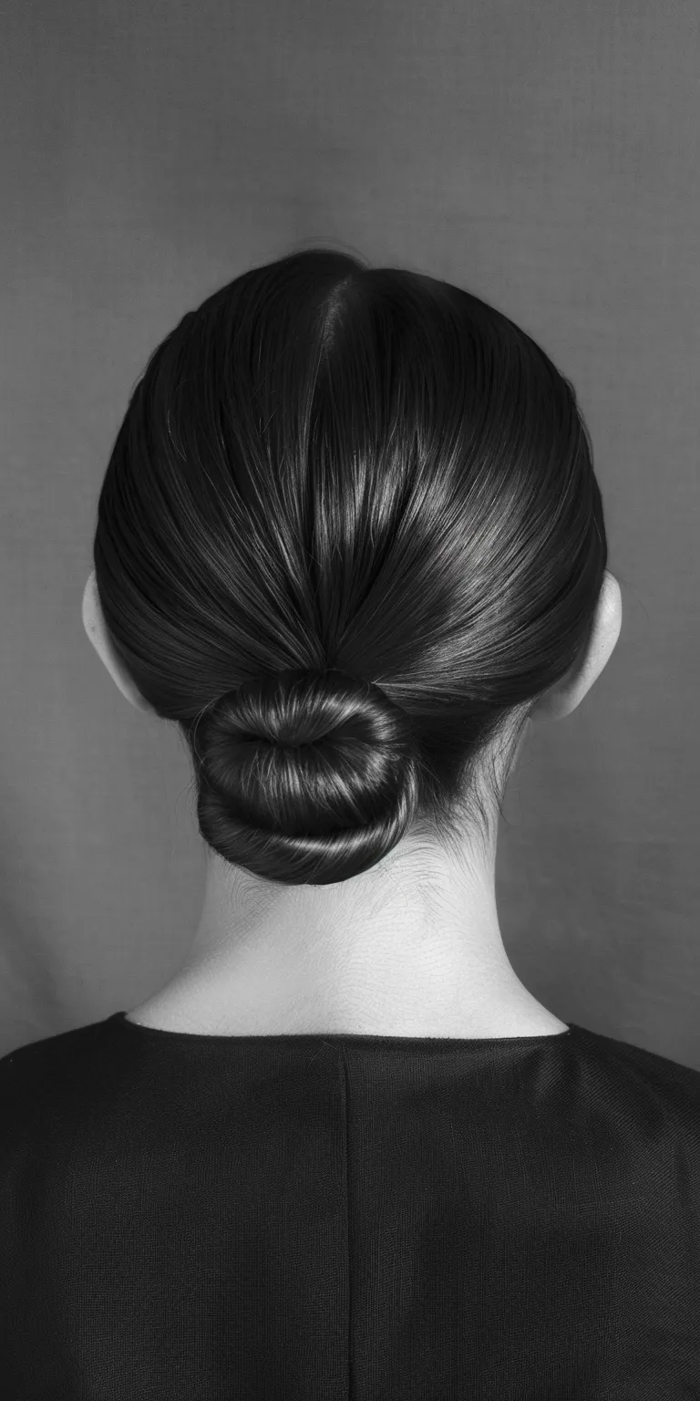 slick back hairstyle Chignon, French twist, Updo, Ballerina bun, Japanese women's hairstyles