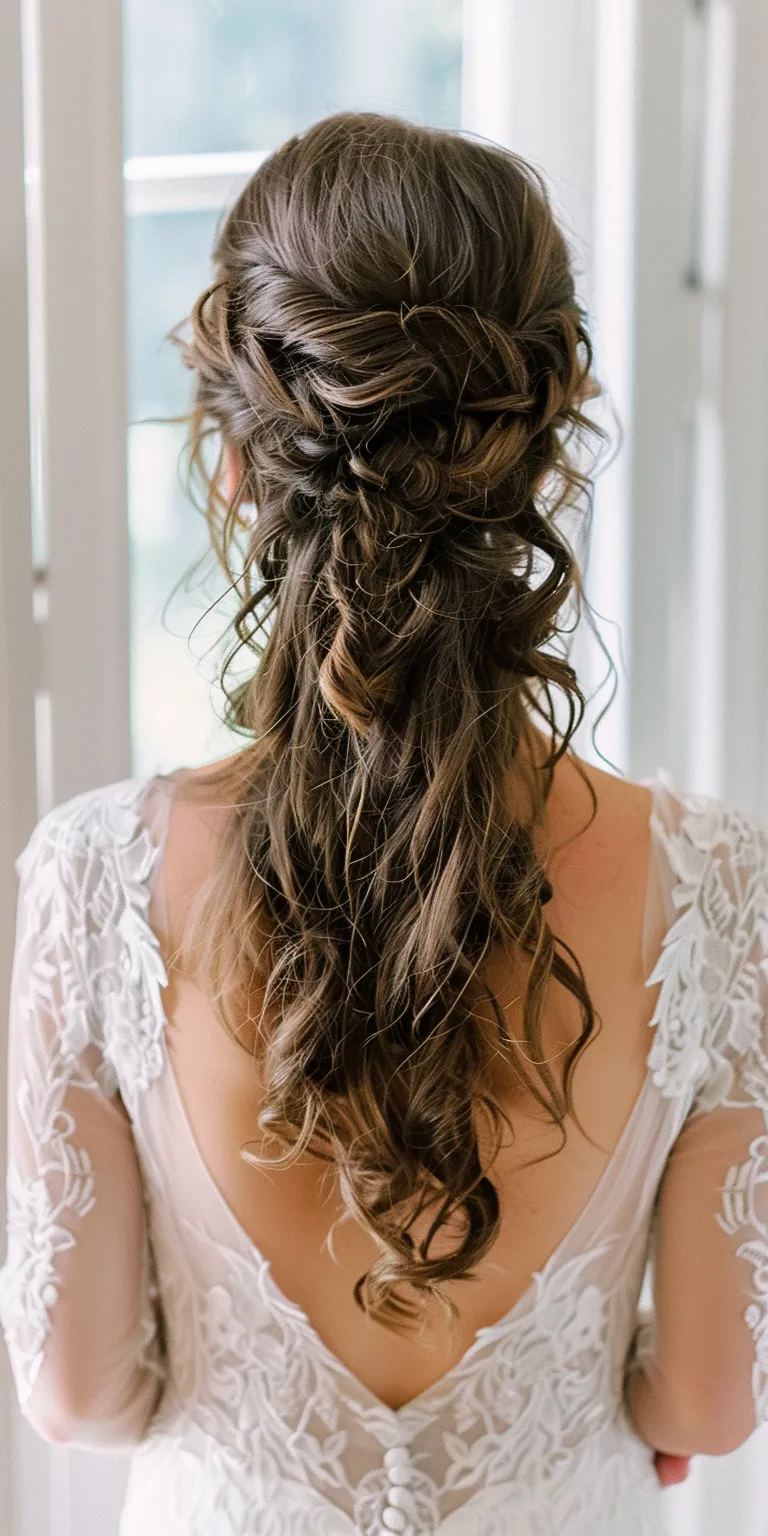 bridal hairstyles Updo, Boho braids, Waterfall Milkmaid braid, Chignon