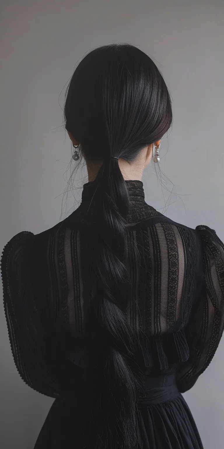 long ponytail Updo, Japanese women's hairstyles, Braid, French twist, Chignon