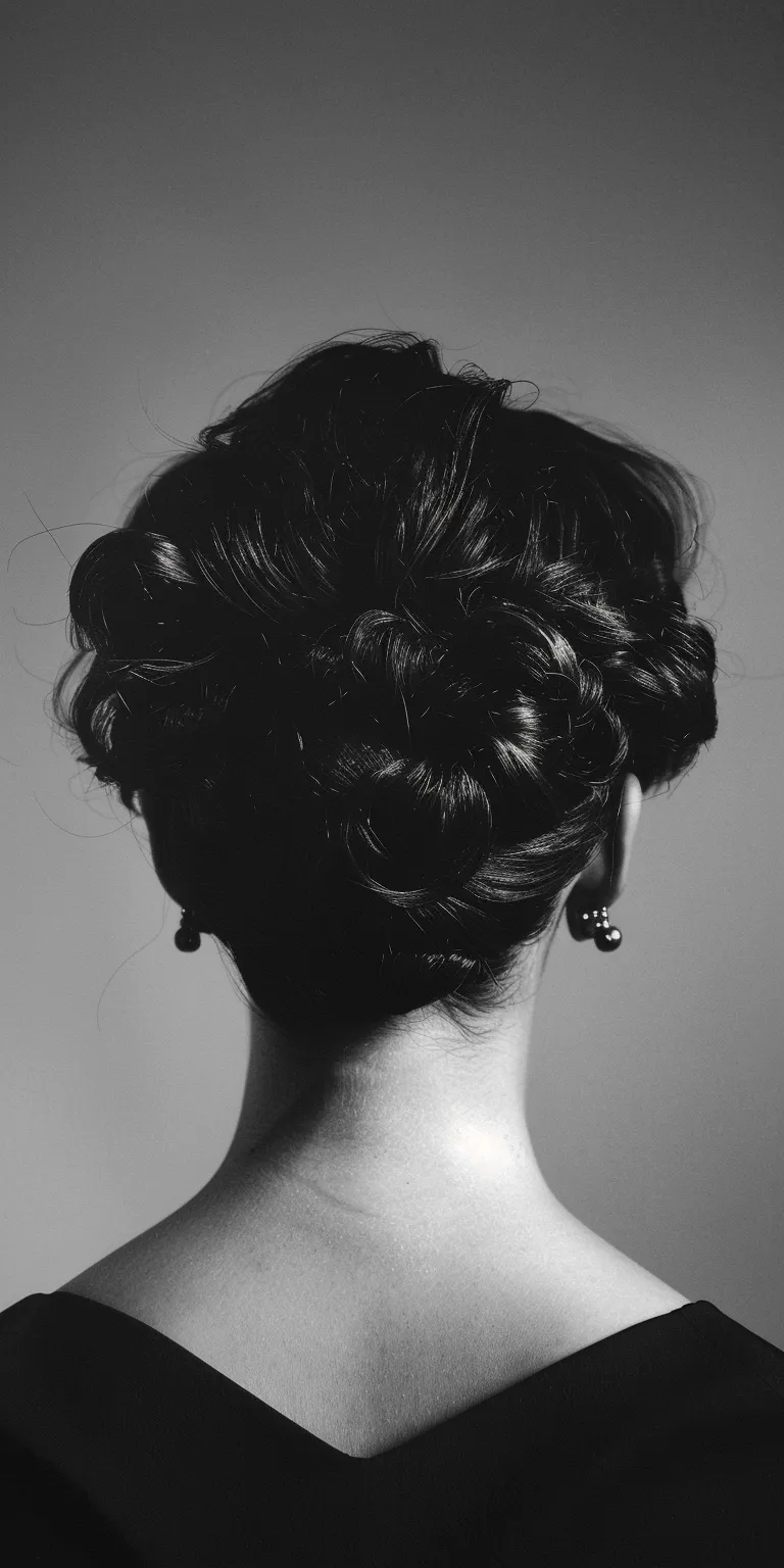 80s hairstyles Chignon, Updo, Milkmaid braid, Finger wave, French twist