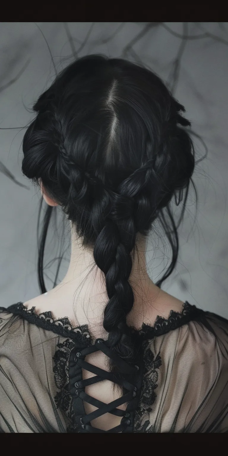 goth hairstyles French braid, Waterfall braids, Braid, Milkmaid twist